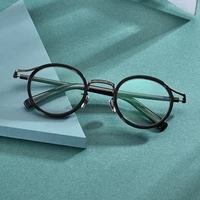japanese handmade new titanium acetate eyeglasses vinatge round optical prescription glasses frame men women myopia spectacle
