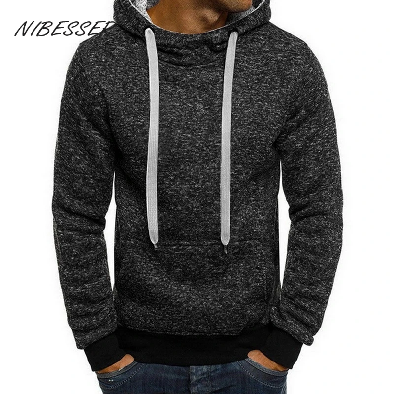 

Модные брендовые мужские толстовки NIBESSER, весна-осень 2021, мужские повседневные толстовки, свитшоты, мужские однотонные толстовки, Свитшот