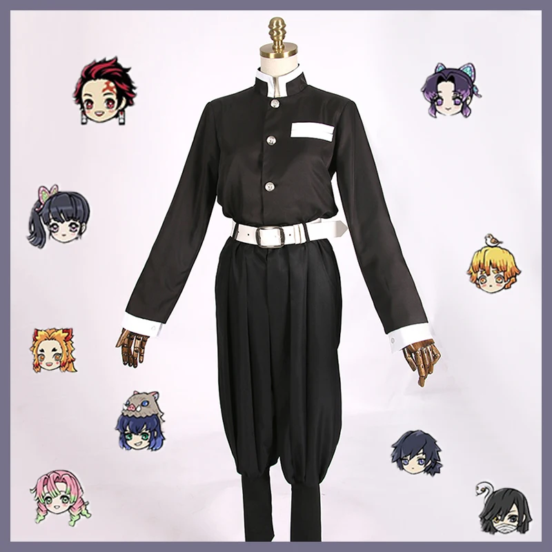 

Anime Comic Demon Slayer Kimetsu No Yaiba Cosplay Costumes Kamado Tanjirou Kochou Shinobu Kanroji Mitsuri Black Uniforms Clothes