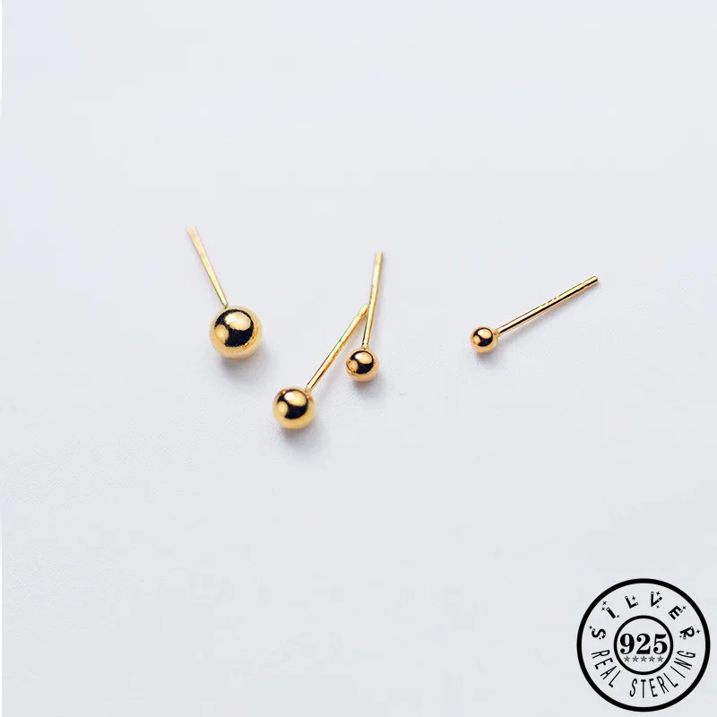 925 стерлингового серебра маленькие круглые сплошное баллонное серьги гвоздики