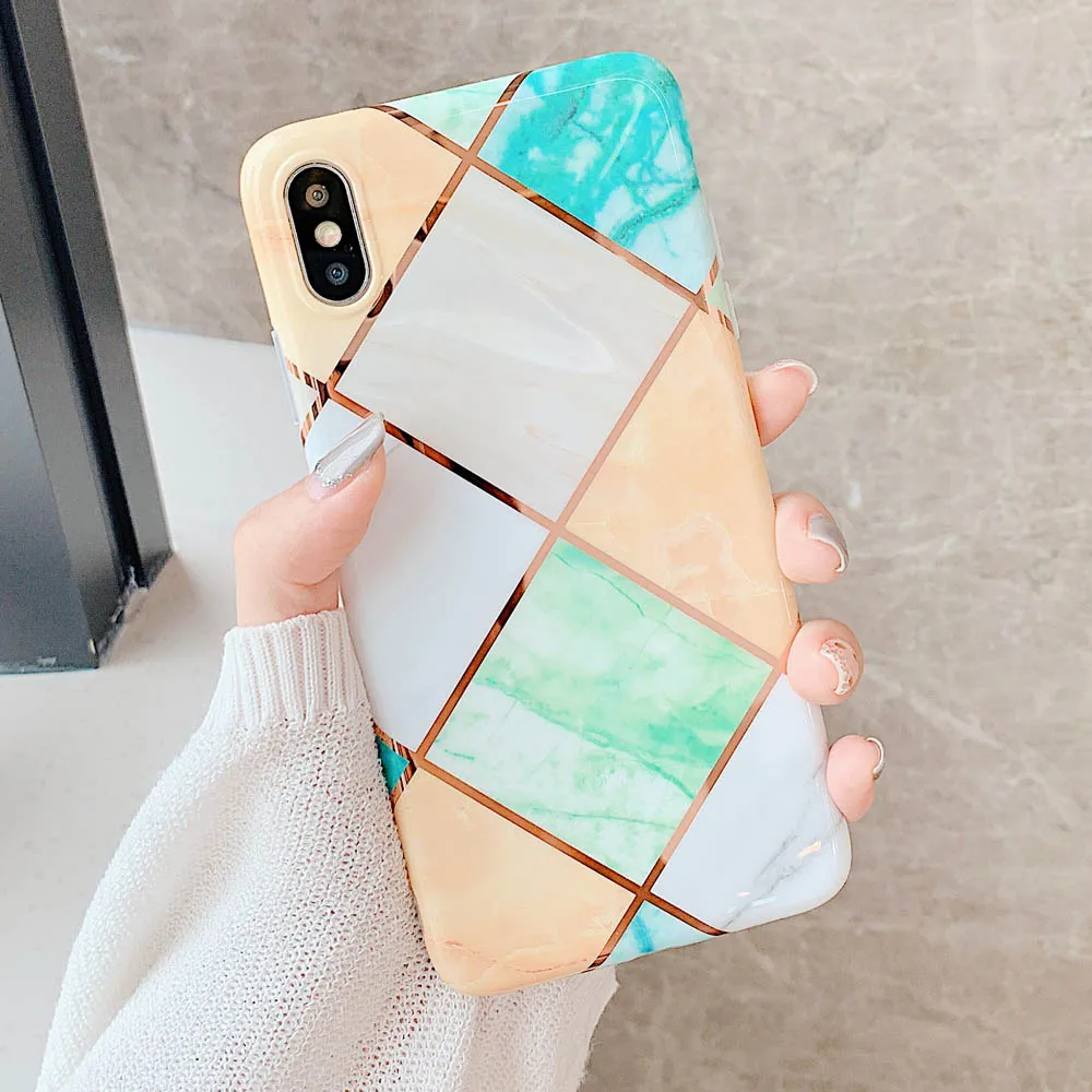 Роскошный чехол для телефона с геометрическим Покрытием s для samsung Galaxy A40 A50 A70, чехол для samsung Galaxy A40, мраморный силиконовый чехол на заднюю панель