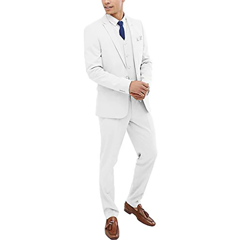 

Men's Casual Slim Fit Suits One Button Tuxedo Formal Business 3 Piece Jacket Vest Pants Set Wedding Party Groom Blazer Masculino