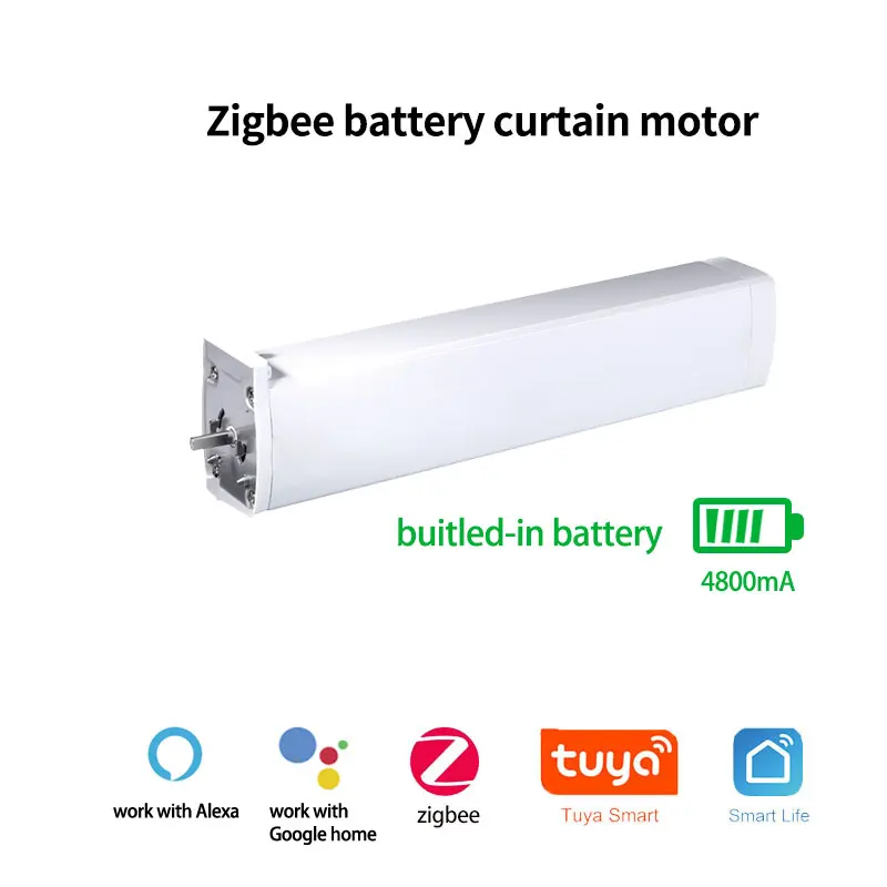 Elétrica do Motor com Bateria Controle de Voz para Casa Tuya Inteligente Zigbee Cortina Cronometragem App Remoto Alexa Google Casa