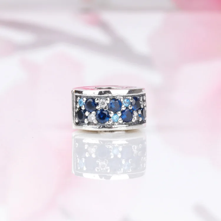 

Bewill S925 Sterling Silver Blue Glitter Zircon Elegant Fixing Clip Suitable For Original Bracelet Positioning Buckle