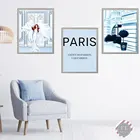 Парижская мода девушка холст картина синий моды плакат и печать гламур дом настенные картины для гостиной домашний декор