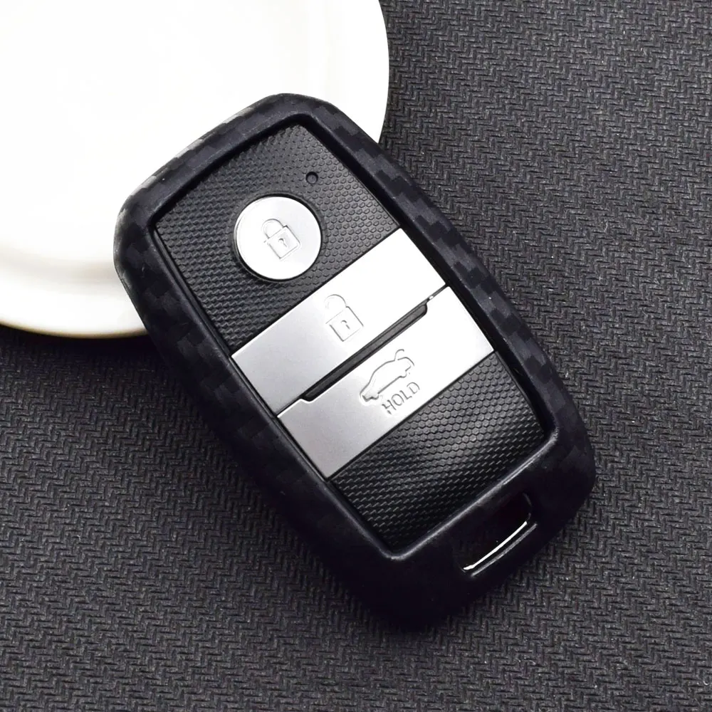 Карбоновый силиконовый чехол для ключей от машины Kia K3 K3S K4 K5 KX3 KX5 Sportage Sorento Carens