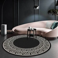 rugs and carpets for home living room black and white geometric retro style pattern round rug large for bedroom home decoration