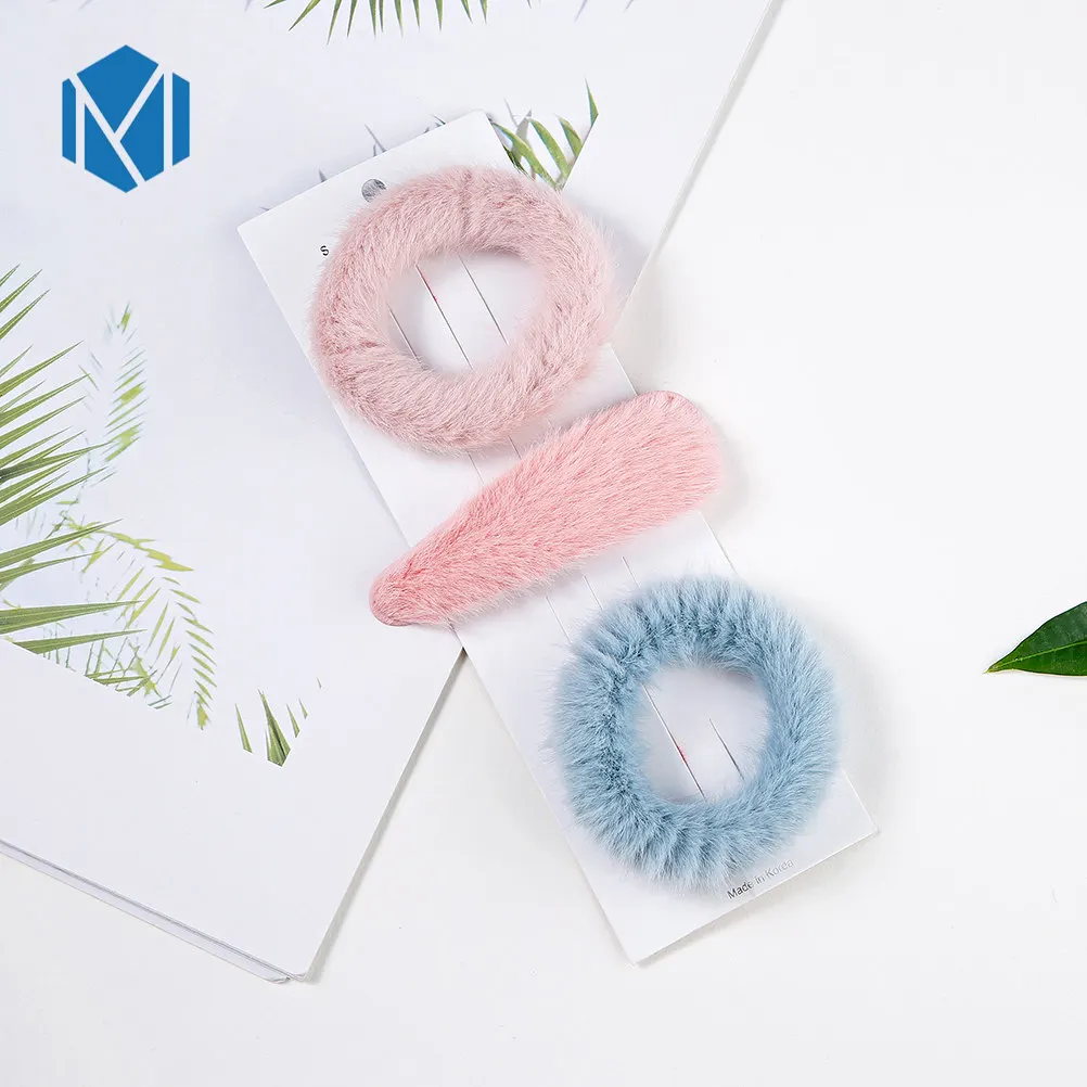 M MISM 3 шт./компл./набор корейские женские плюшевые заколки для волос резинка набор