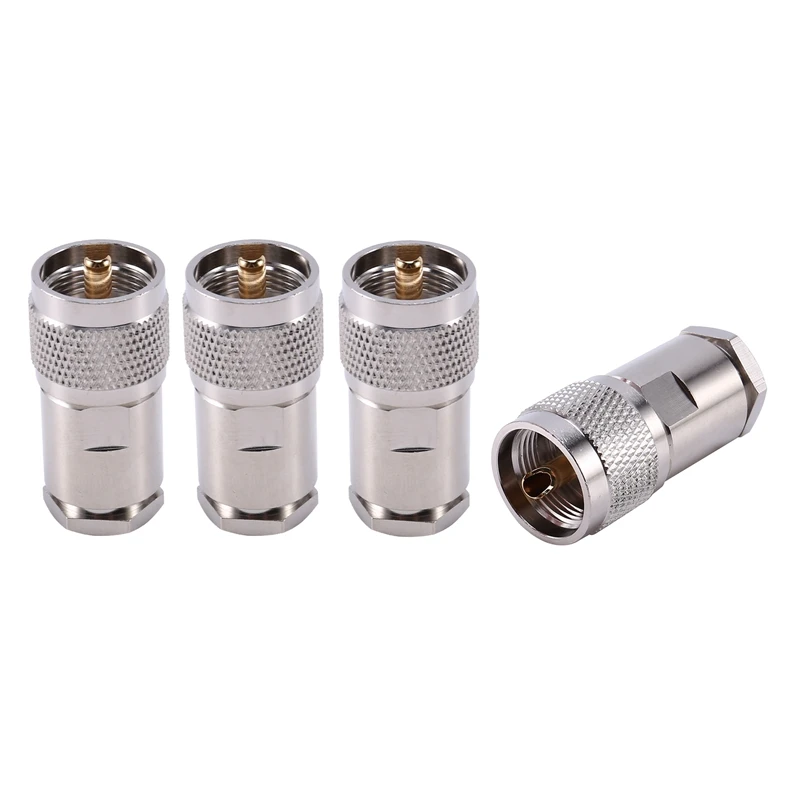 

4Pcs UHF Male Plug PL259 Clamp the RG8 RG165 RG213 LMR400 Connectors Male Plug PL259 Clamp LMR400 Connectors