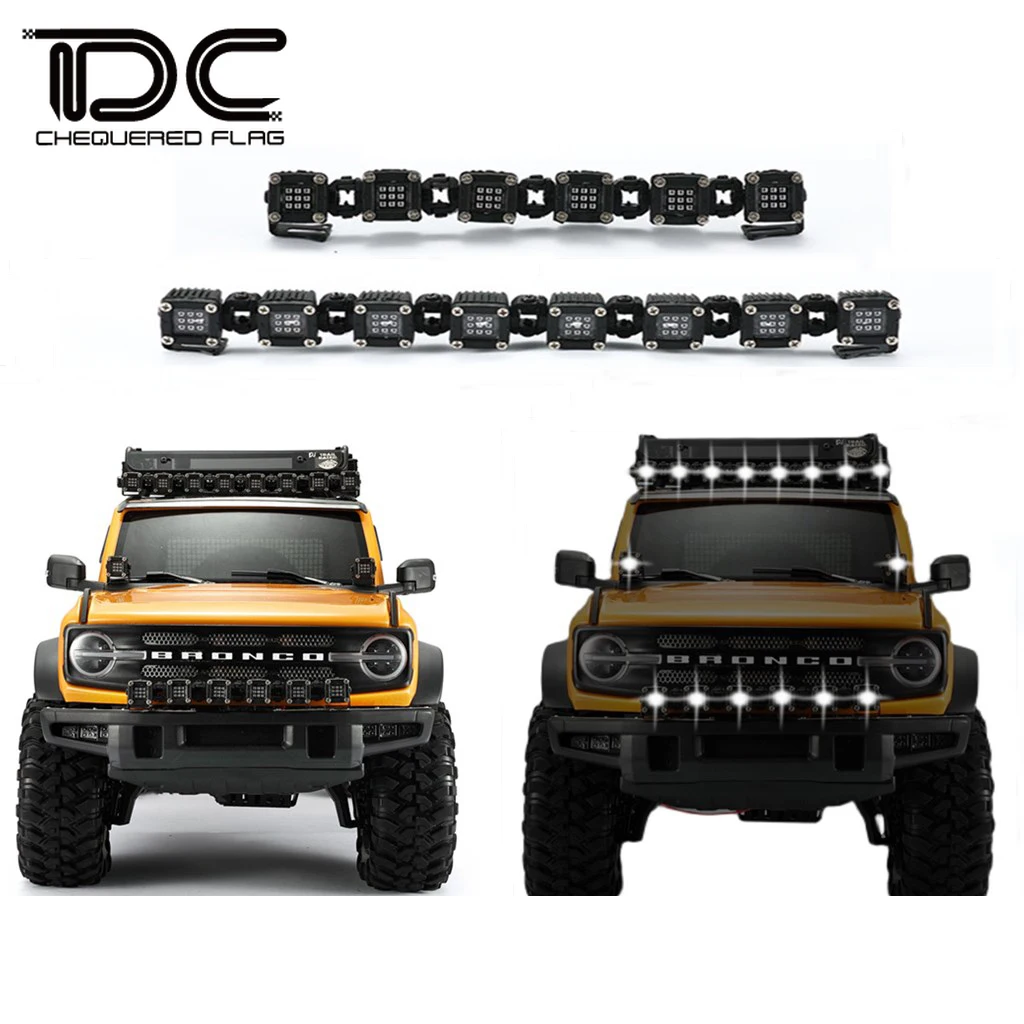 

DJ 1/10 Spotlight Square Ceiling Roof Lamp Bar Cover Light Bumper SCX10 TRX4 Bronco RC Car Accessories carro de control remoto