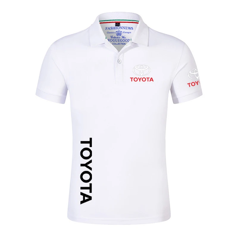 Летняя мужская футболка-поло с логотипом автомобиля Toyota повседневная Однотонная