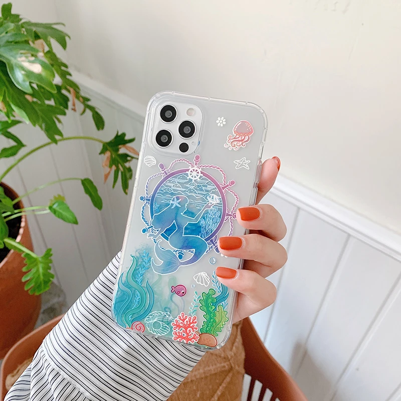 

Lovely girl and flower for iPhone 11 12 12promax 11promax x xs xr xsmax 7 8 7plus transparent soft phone case
