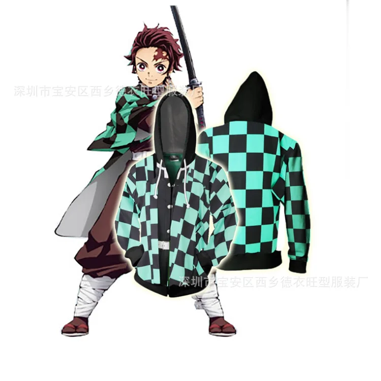 Аниме толстовки Толстовка демон убийца Kimetsu no Yaiba Kamado Tanjirou косплей костюм для мужчин и женщин куртка с капюшоном Топ