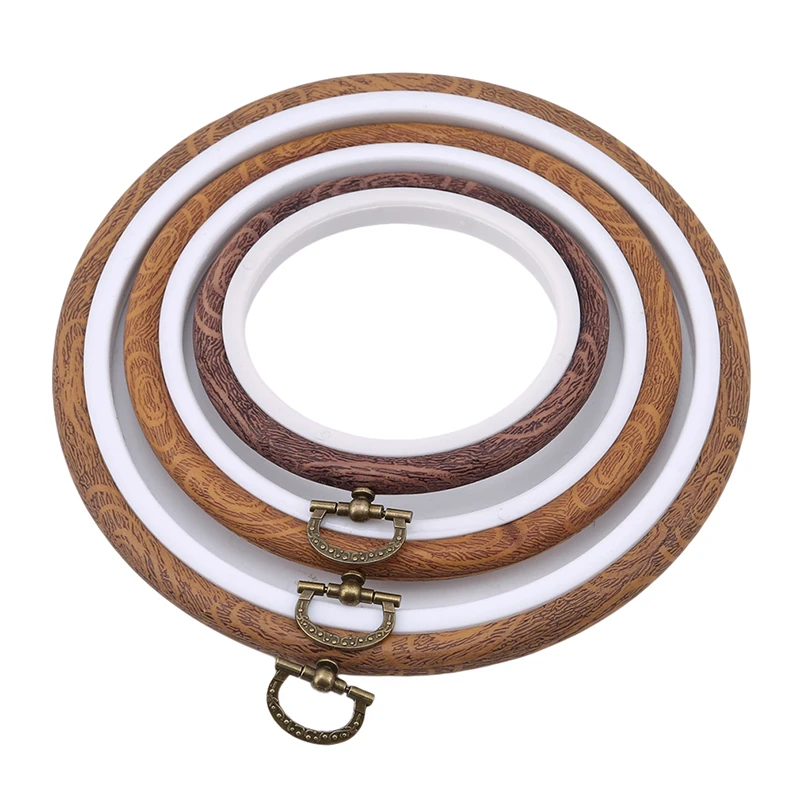 

3 pcs/set Embroidery Hoops Frame Set Cross Stitch Hoop Ring Imitated Wood Circle Set Display Frame For DIY Cross Stitch Needle