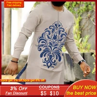 men tshirt spring long sleeve straight mid length muslim african fashion tee for male young simple colthing young man 2021 new