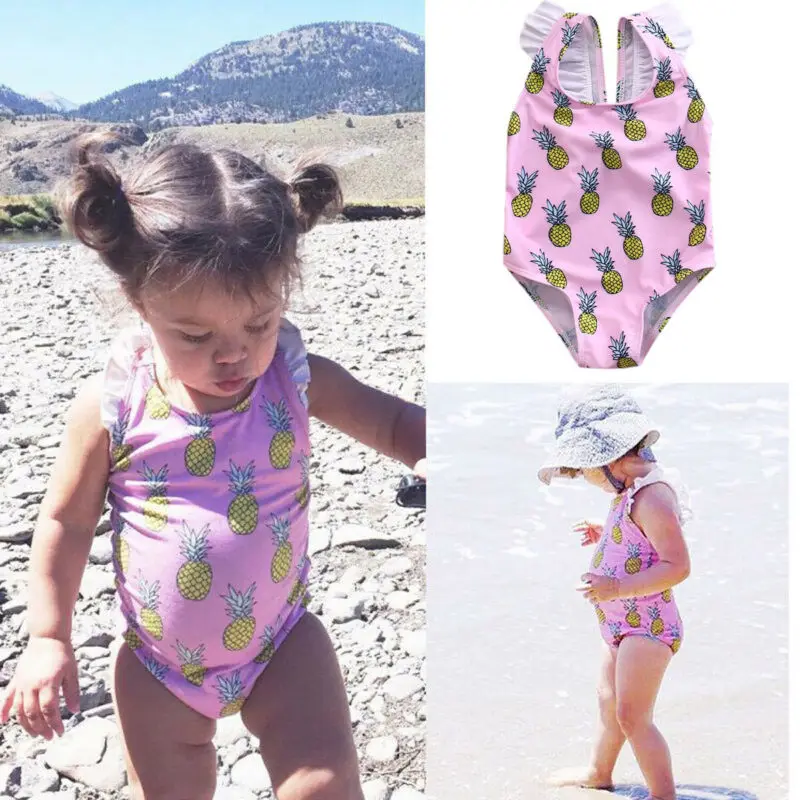 

Цельный купальник-бикини с ананасом для маленьких девочек, летний купальный костюм 2020, купальный костюм