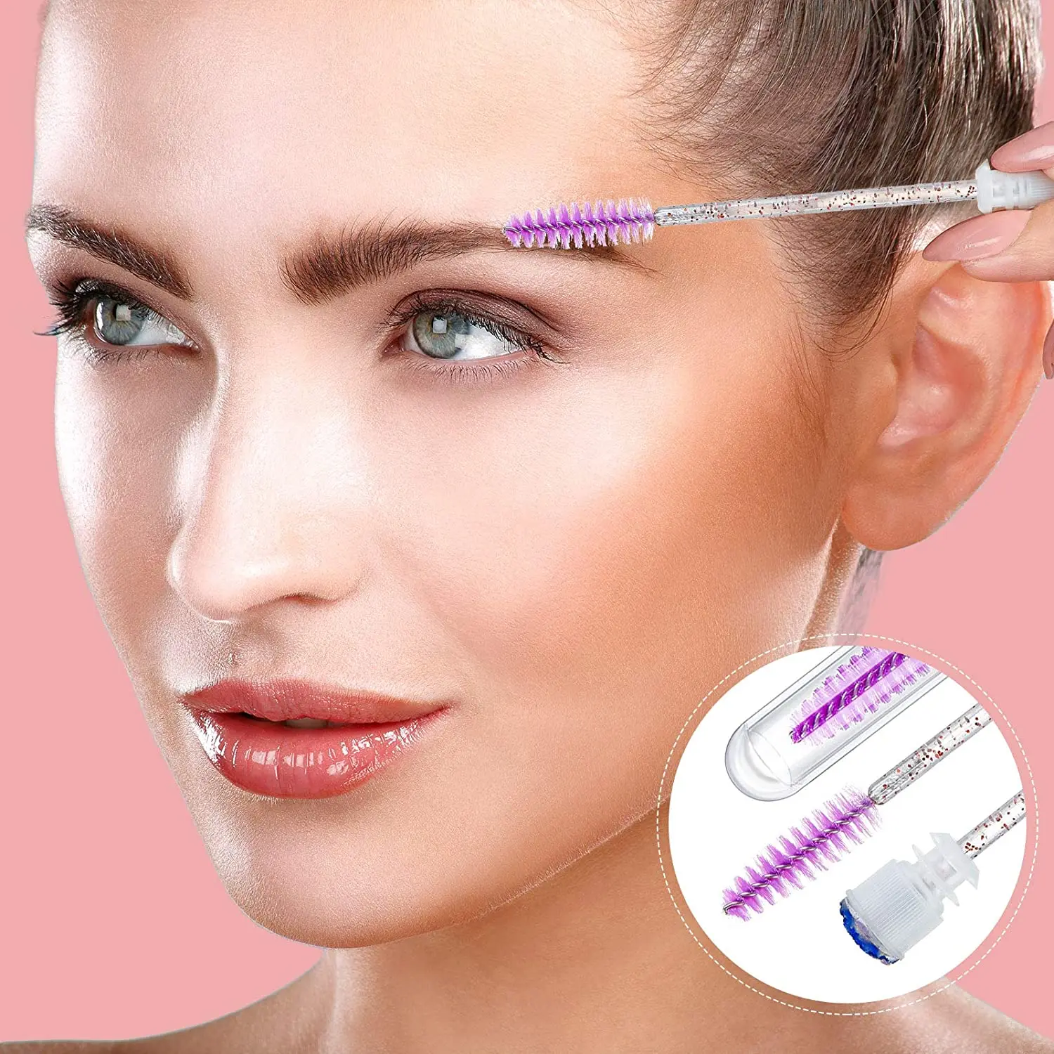 

50pcs Reusable Eyelashes Brush Tube for Eyelash Extension Disposable Mascara Wands Eyebrow Brush with Applicator EyeLash Brushes