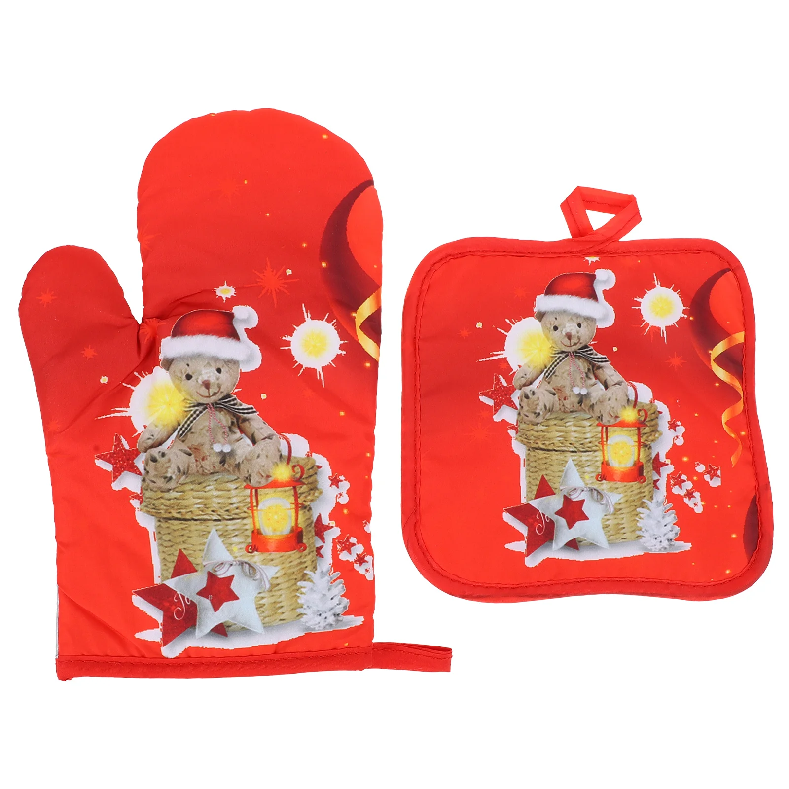 

4 шт. Противоскользящие коврики для рождественского стола, варежки, кухонные гаджеты (красный)