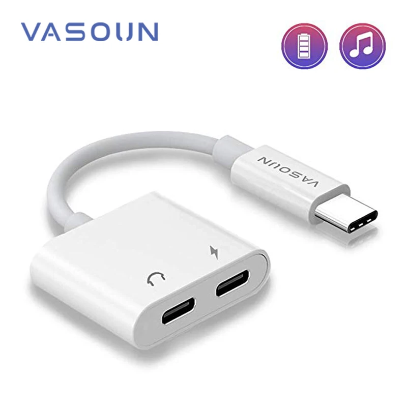 Разветвитель адаптер для наушников VASOUN USB C 2 в 1 с двумя аудиокабелями|Адаптеры
