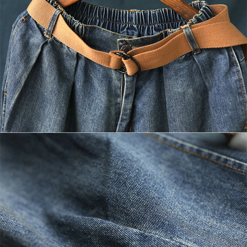 

NINI WONDERLAND 2021 Spring Denim Pants Vintage Trousers Women Autumn New Cotton Loose Jeans Female Retro Pants