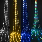 Рождественская светодиодная гирлянсветильник-водопад метеоритный дождь, 3*3 м, 320 светодиодов, свадебная Гирлянда-занавеска сосулька, сказочные водонепроницаемые гирлянды