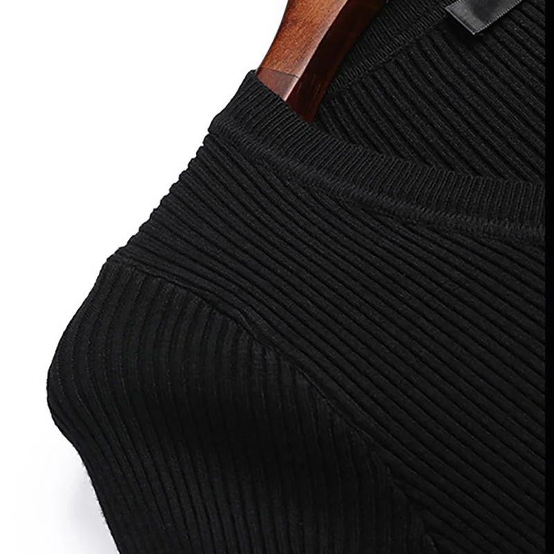 

Spring Elegant Knitted Patchwork Pleated Party Dress Women Long Sleeve Office Ladies One-Piece Sweater with Belt Vestidos