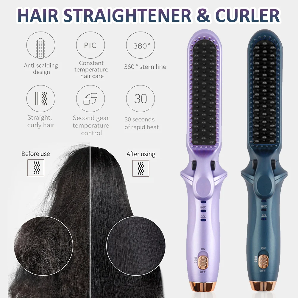 

2-in-1 Hair Straightener and Curler with 2 Adjustable Temperature 30s Fast Heating Hair Styling Kit for All Hairstyles Shipping