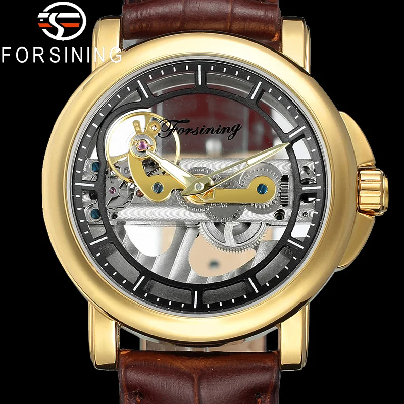 FORSINING Автоматические Механические Прозрачные мужские наручные часы военные
