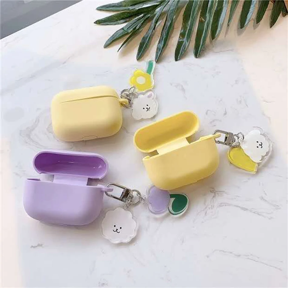 

Fundas для AirPods Pro Чехол с рисунком милого медведя брелок "Цветок" мультфильм силиконовые насадки для наушников для AirPods Pro 3