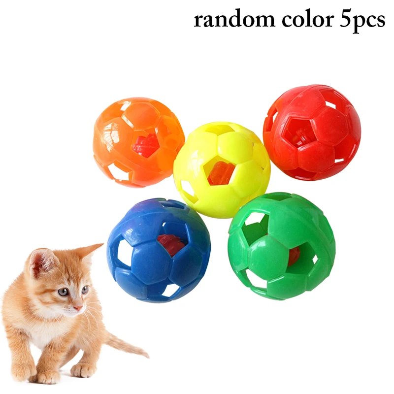 

4cm 5pcs Cat Toys Ball Plastic Hollow Football Bell Ball Cat Training Toy Pet Playing Ball Pet Products Toys for Cats Kitten