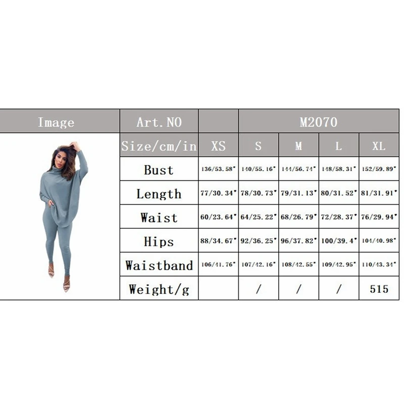 

Two Piece Set Women Spring Fashion Bat Long Sleeve Pullover O-Neck Elastic Waist Women Set Clothing Lugentolo