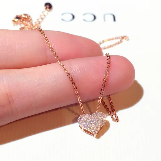 

Micro Pave Cubic Zircon Heart Pendant Necklace For Women Fashion Small Crystal Heart Choker Wedding Jewelry Gifts Wholesale