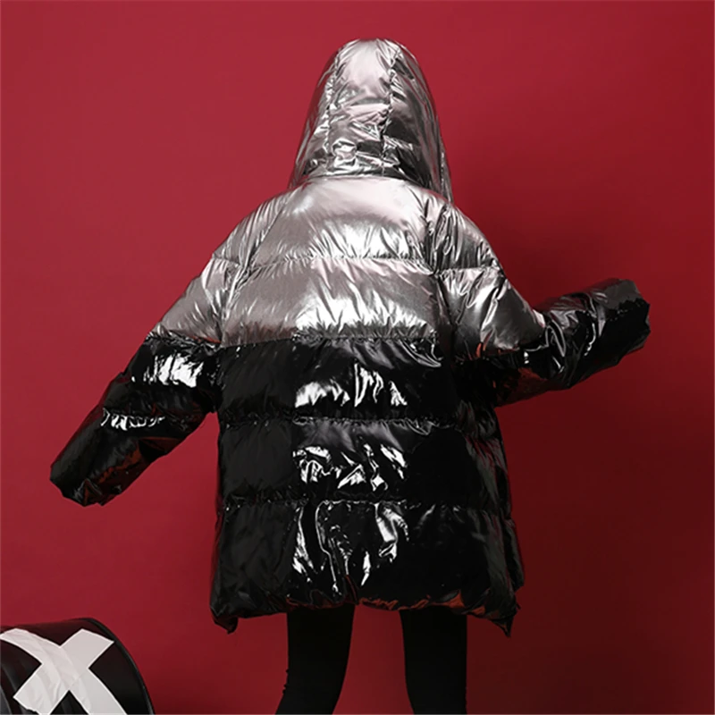 Модная короткая Глянцевая стеганая куртка Женская парка зимняя Корейская с
