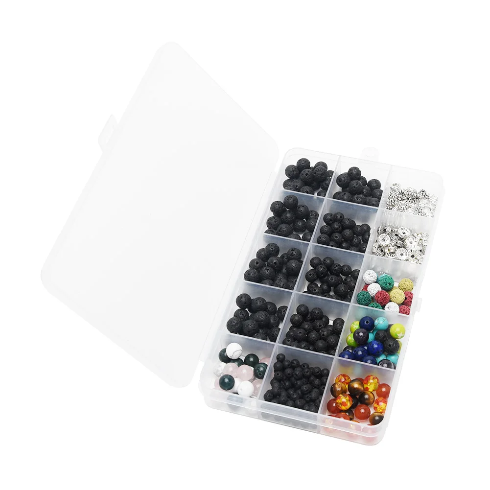 

500pcs Handmade Lava Beads Chakra Beads Jewelry Making Spacer DIY Accessories Large Varies Essential Oil Stone Rock 4-8mm