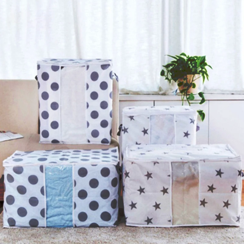 Большая емкость Нетканая печатная отделка одеяла сумка для хранения Одеяло