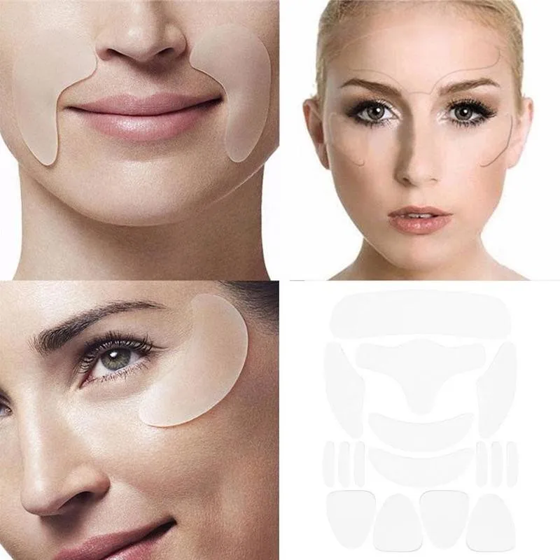 

16-in-1 Silicone Face Patches Set For Face Forehead Tear Tool Removal Chin Lifting Beauty Eye Reusable Sticker Chee A8N9