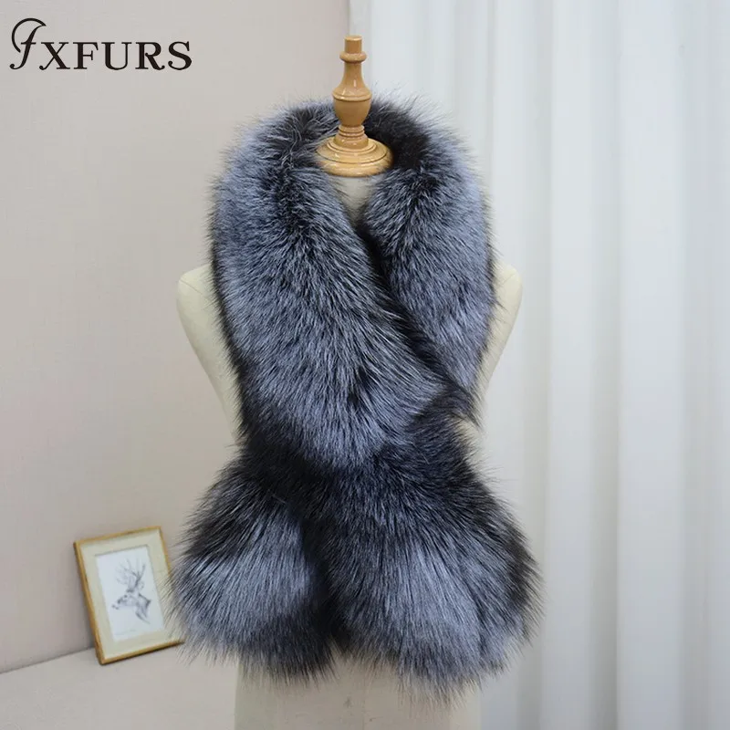 FXFURS роскошный шарф из натурального меха лисы кожаный шарф большого размера натуральный шаль из лисьего меха Зимний женский палантин