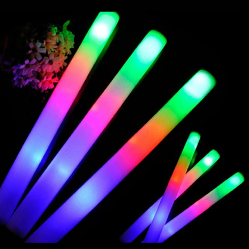 12/30/90PCS RGB LED Glow Sticks Lighting Foam Stick Stage Light For Wedding Concert Birthday Party Decoration Customized Logo