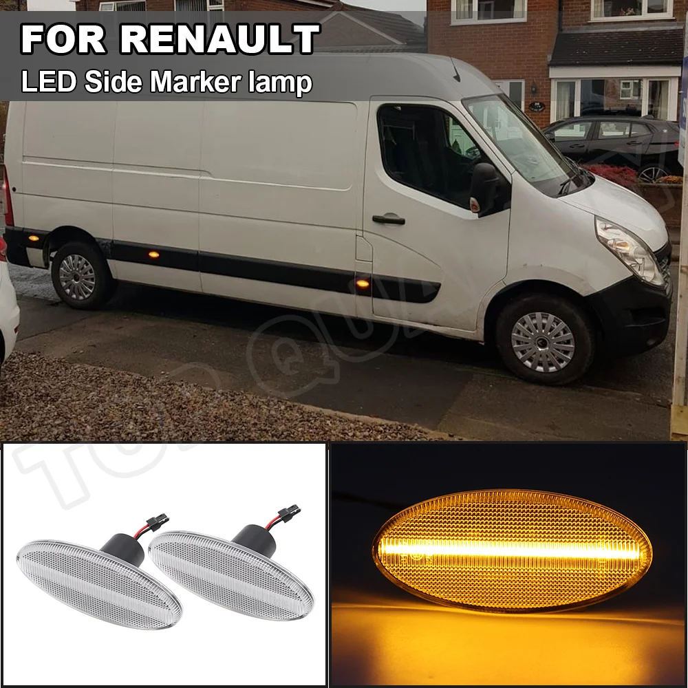 

For Renualt Master MK3 2011- Opel Movano MK2 2010- Nissan NV400 2012- LED Side Marker Turn Signal Light Lamps Smoke Clear Lens