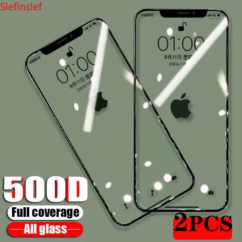 

Защитное стекло 500D для iPhone 13 mini, 12 mini pro, 11 Pro, X, XR, XS MAX, 2 шт.