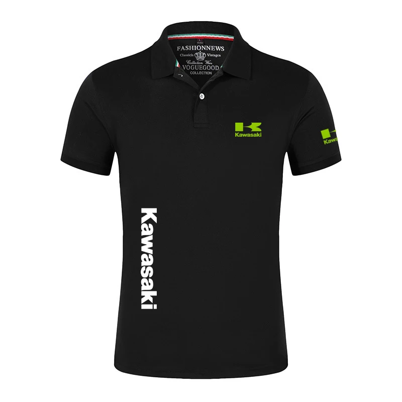 

2021 летние Kawasaki автомобильные брелки с логотипом для мужчин футболка повседневные футболки с принтом хлопковые однотонные футболки-Поло ру...