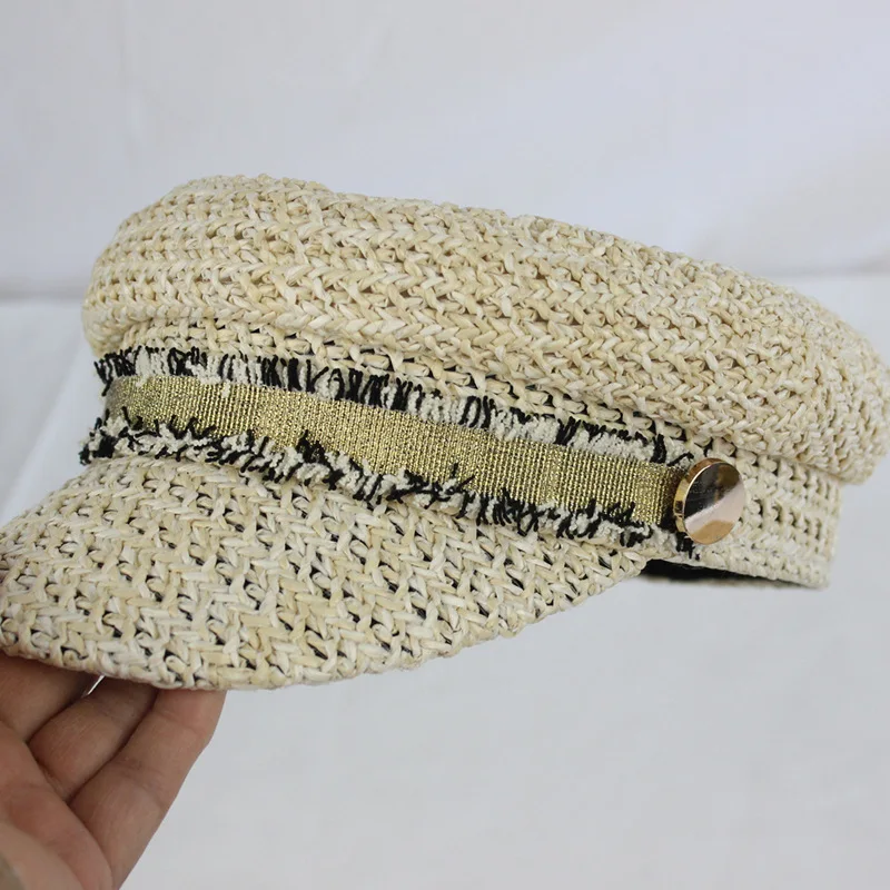 2021 New Summer Artist Straw Paper Beret Hat For Women Sun Hat Visor Breathable Cap Outdoor Casual Painter Boinas Newsboy Hat