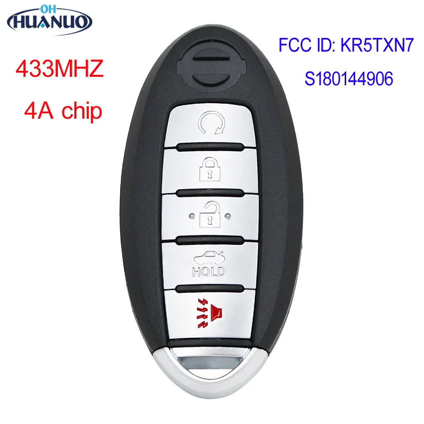 FSK 433 МГц 4A чип Smart Remtoe ключ 5 кнопок для Nissan Maxima 2019-2020 FCC ID: KR5TXN7 Continental: S180144906 |