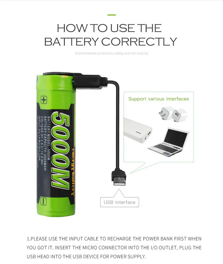 

18650 Standard Battery 3.7V 3500mAh usb rechargeable Camera Electric Tool Electronic toys Battery Pack MP3 / MP4 Player