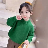 girl sweater kids outwear tops%c2%a02021 green plus thicken warm winter autumn knitting cotton teenager overcoat children clothing