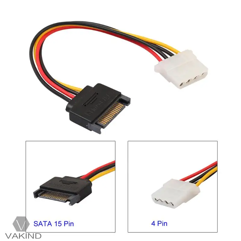 SATA 15pin Male to IDE Big 4pin Drive HDD Power Supply Cord Connector Adapter Converter Cable Copper Wire Core | Компьютеры и офис