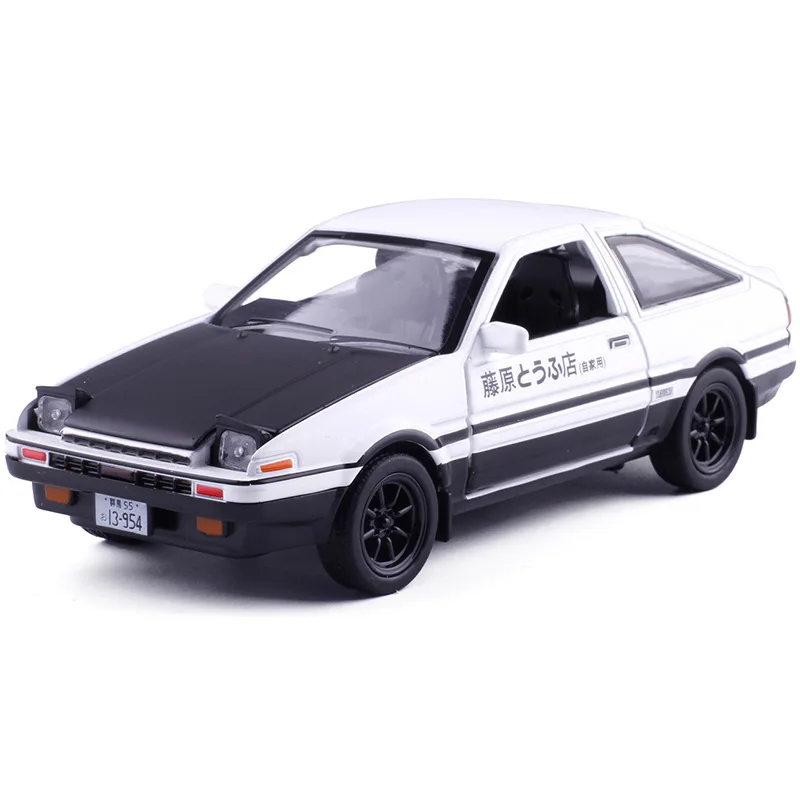 1:28 Scale Alloy Car Model Initial D TOYOTA AE86 Pull Back Simulated Racing car with Sound Light 4 colors kids Collection Toys | Игрушки и