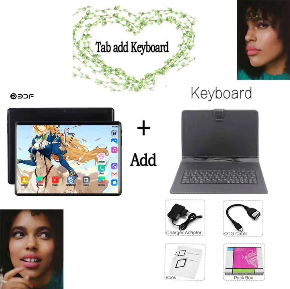 Tab Add Keyboard BDF 10 дюймов планшетный ПК Android 9,0 8 ГБ ОЗУ 128 Гб ПЗУ 10,1 МП задняя камера Deca Core планшет ips HD дисплей 4G LTE телефон планшет - Комплект: Tab Add Keyboard