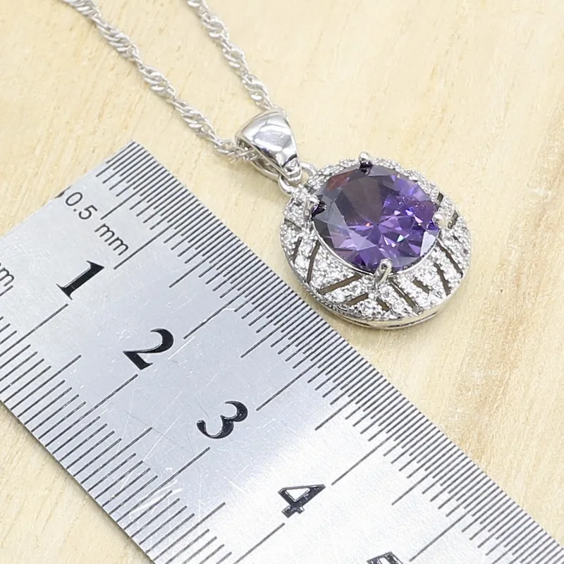 Геометрический фиолетовый циркон серебряный цвет фотоэлемент с браслетом