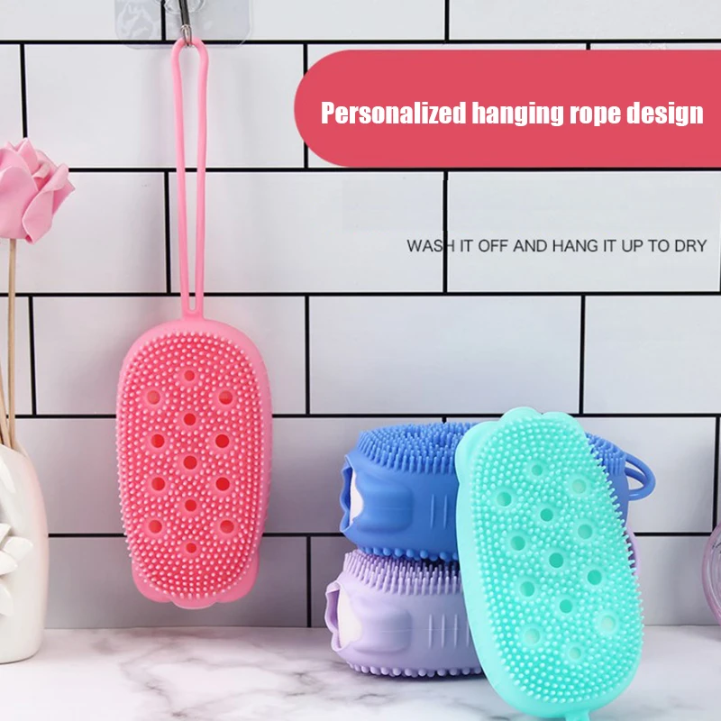 

Wholesale 2pcs Exfoliating Silicone Body Scrubber Double-Sided Bath or Shower Body Brush Silicone Loofah with Built-in Sponge